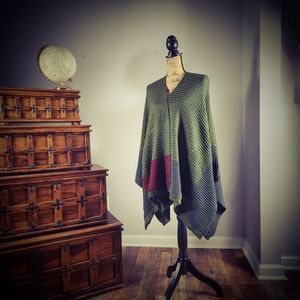 Vince Camuto Open-Front Ribbed Poncho/Wrap-OS